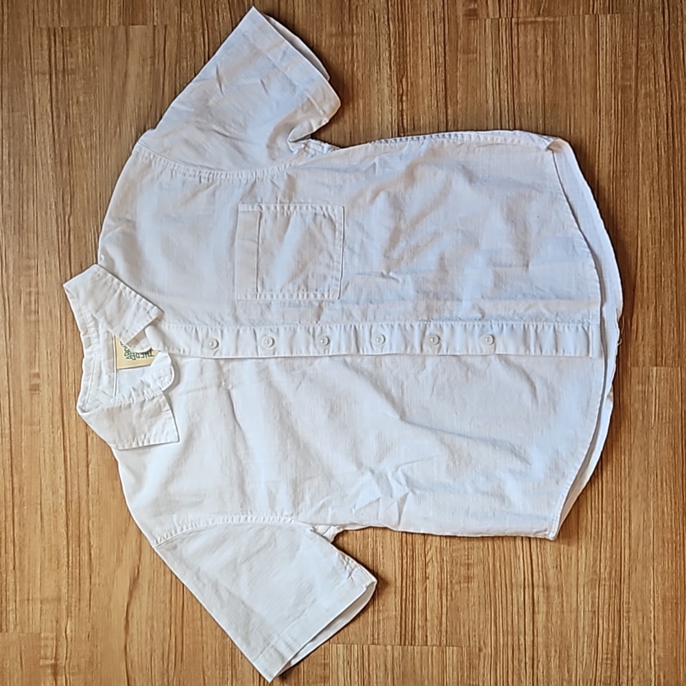 Boys small button short sleeve cotton/linen shirt